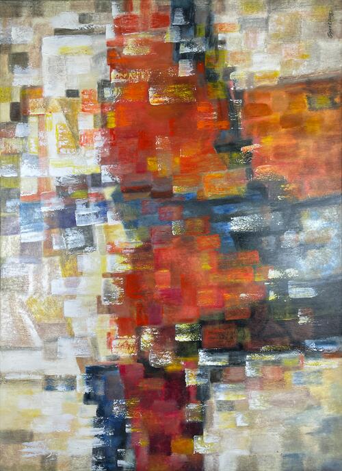 Abstract Harmony in Red and White