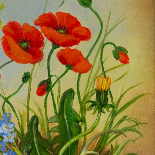 Vibrant Poppies Among Greenery
