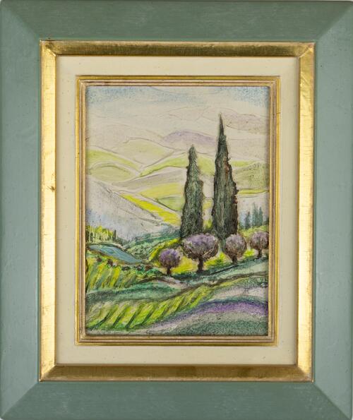 Tuscan Landscape with Cypress Trees